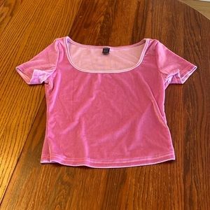 SHEIN Bubblegum Velour Square Neck Top XS